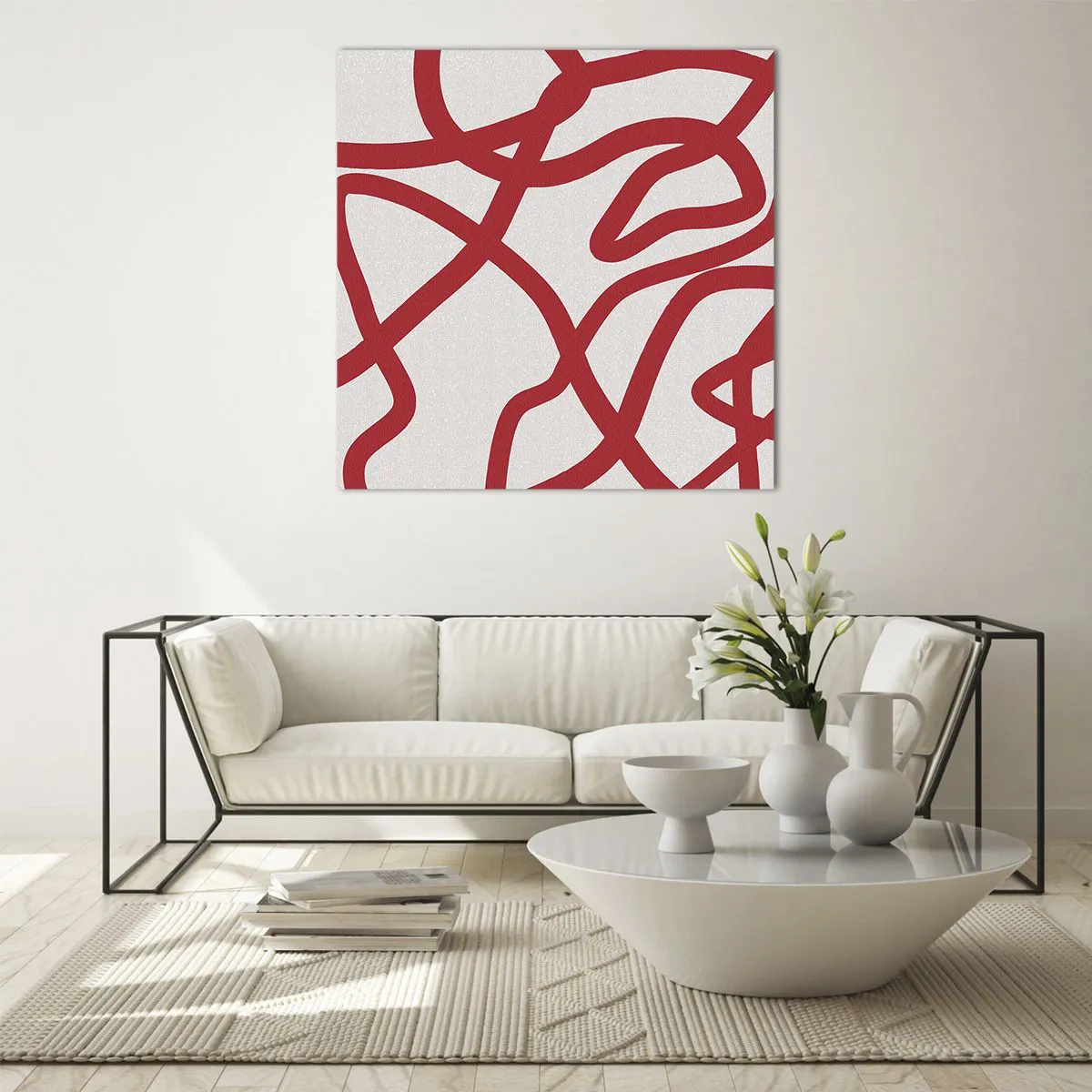 Üveg kép - Piros a fehéren - 60x60 cm