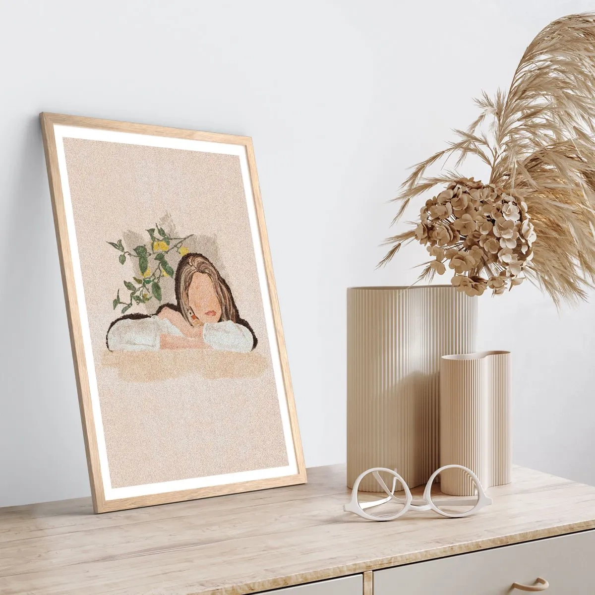 Poszter világos tölgy keretben - Déli szépség - 40x50 cm