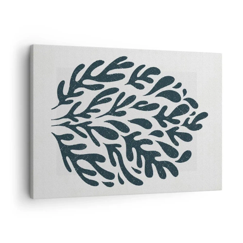 Vászonkép - Sötét absztrakt levélmotívum világos háttéren - 70x50cm - A természet formái - Modern fali dekoráció nappalihoz és hálószobához ARTTOR
