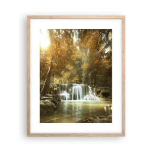 Poszter világos tölgy keretben - Park kaszkád - 40x50 cm