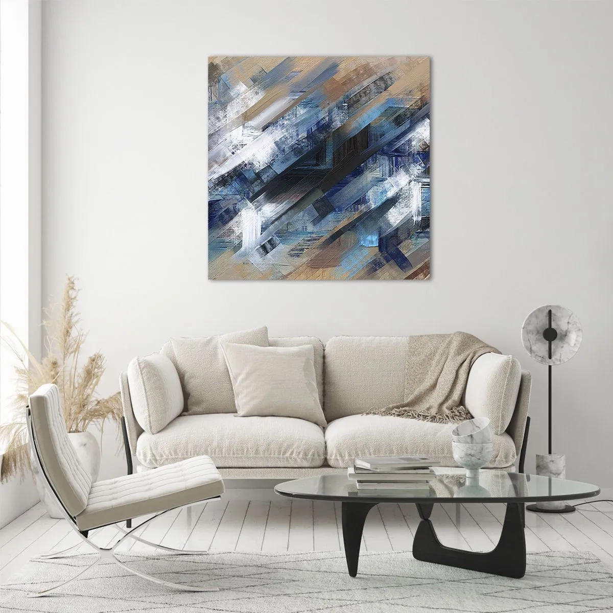 Üveg kép - Kék ferdén - 70x70 cm