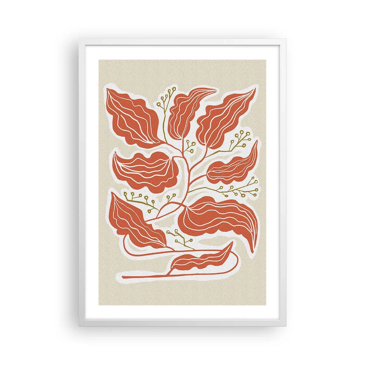 Poszter fekete keretben - Népi és korall - 50x70 cm