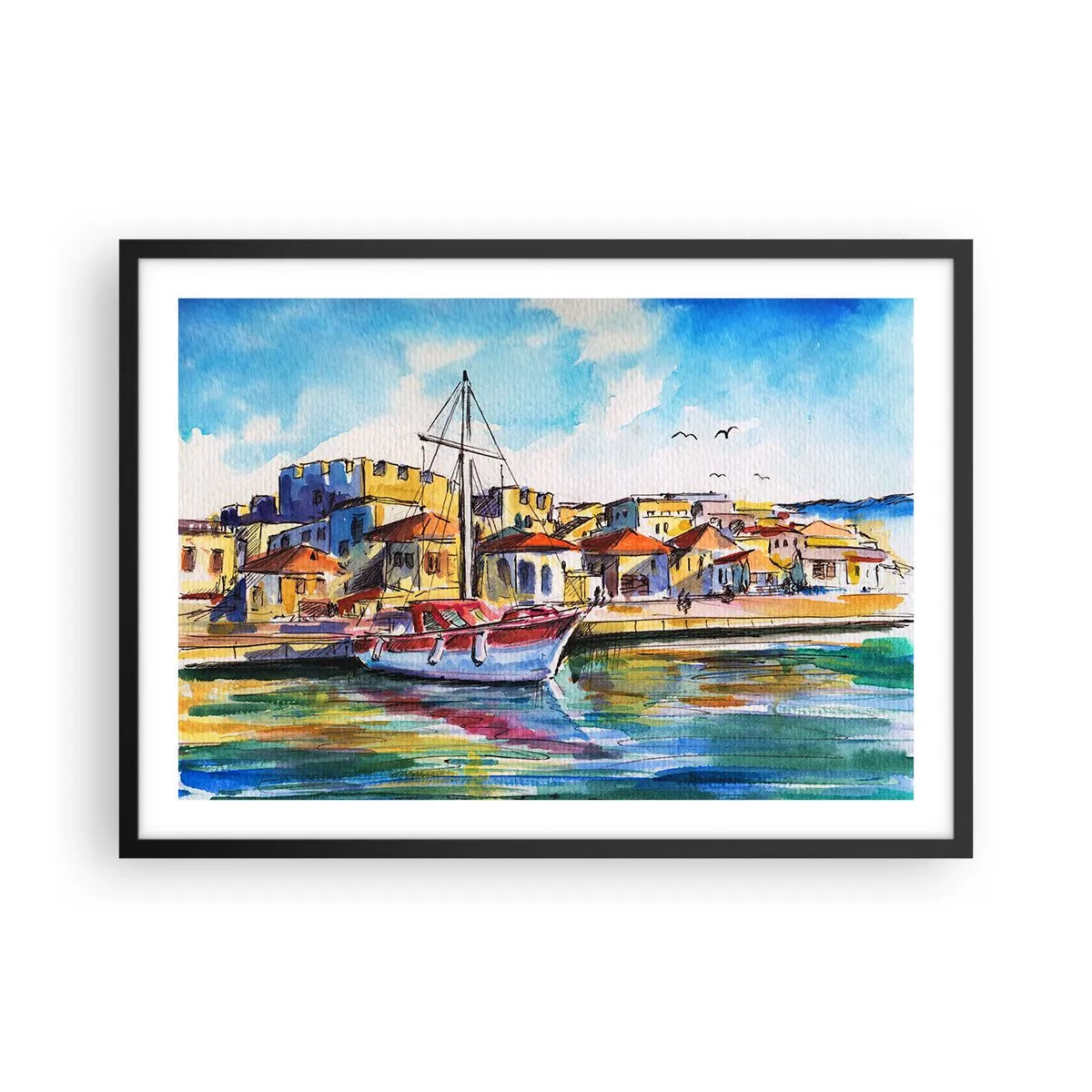 Poszter fehér keretben - Szivárványos délután - 70x50 cm