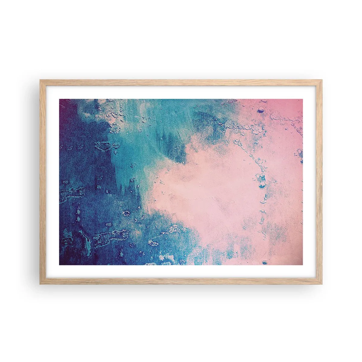 Poszter világos tölgy keretben - Kék ölelések - 70x50 cm