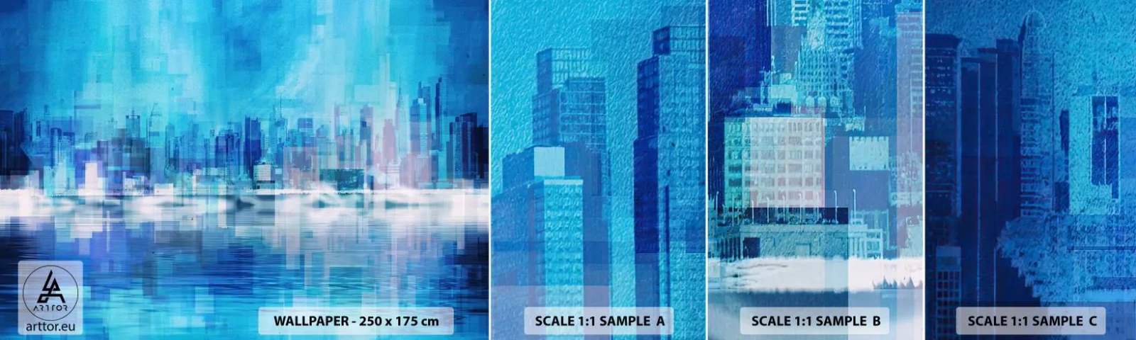 Fotótapéta Minta Öntapadós Deluxe Sticker - Kékbe merült - Absztrakció, Város, Építészet - 100x30 cm