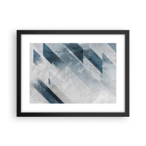 Poszter fehér keretben - Térkompozíció - szürke mozgás - 40x30 cm