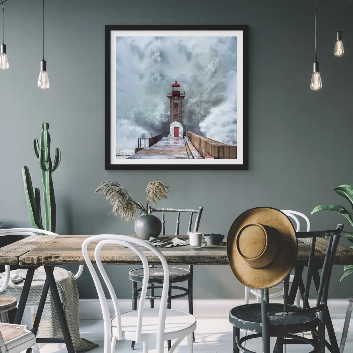 Poszter fehér keretben - A vizek ordítása, a vihar zaja - 60x60 cm