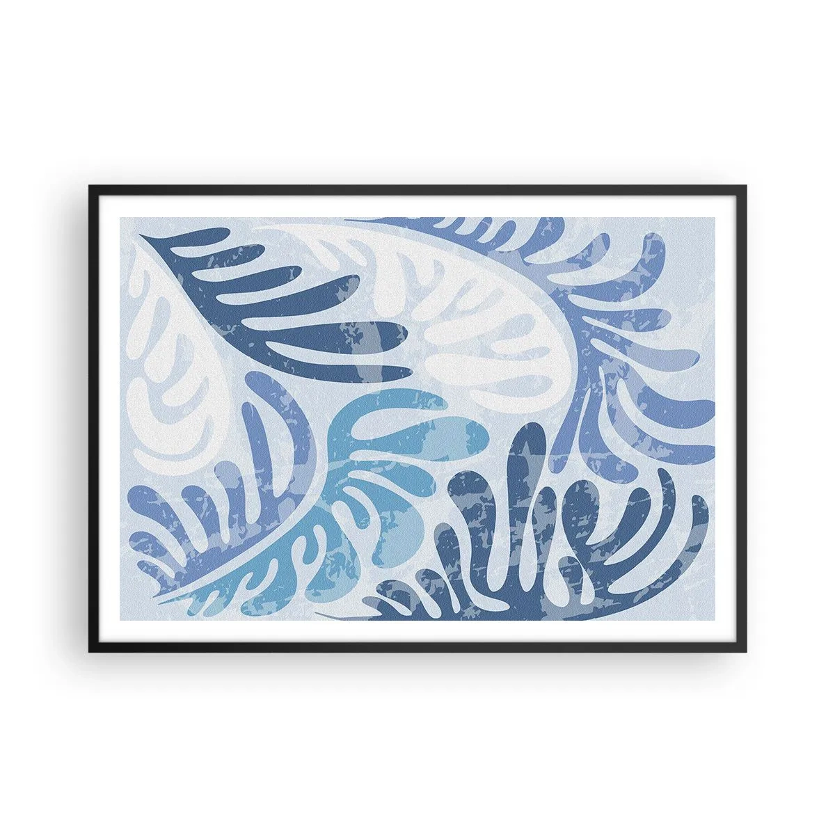 Poszter fehér keretben - Kék páfrányok - 100x70 cm