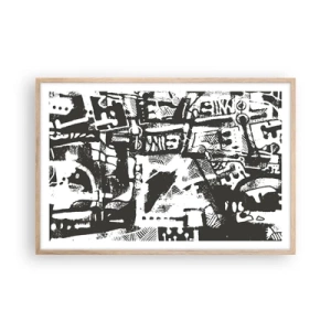 Poszter világos tölgy keretben - Rend vagy káosz? - 91x61 cm