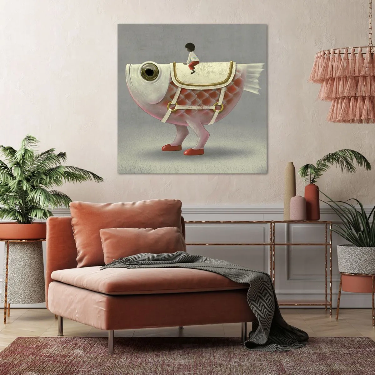 Vászonkép - A halas lovas - 60x60 cm