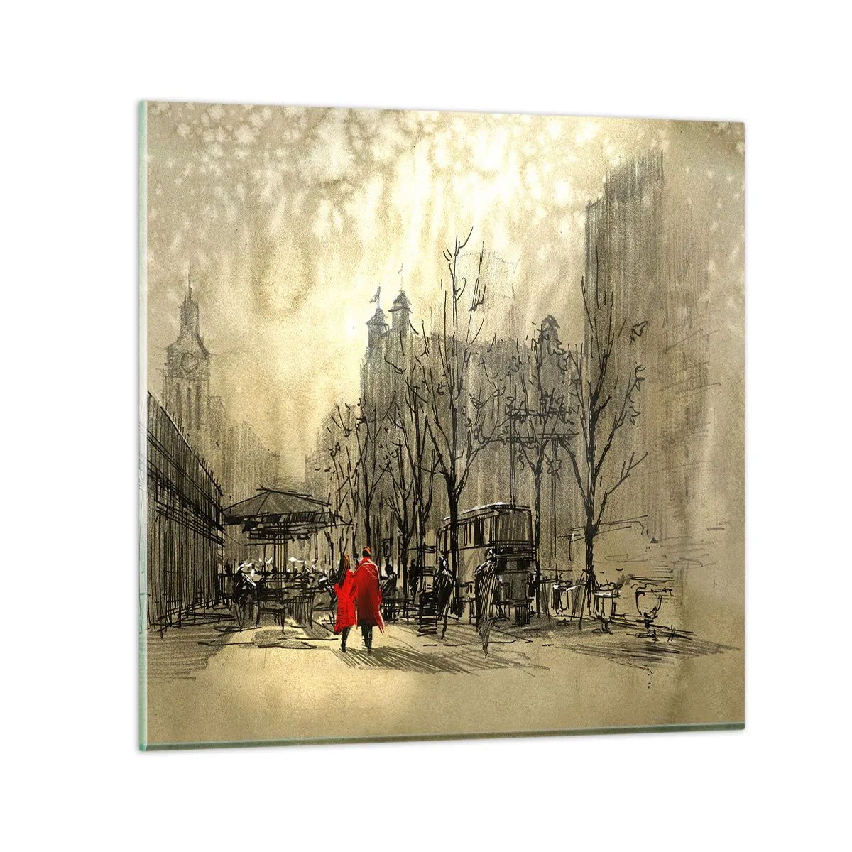 Üveg kép - Egy randevú a londoni ködben - 30x30 cm