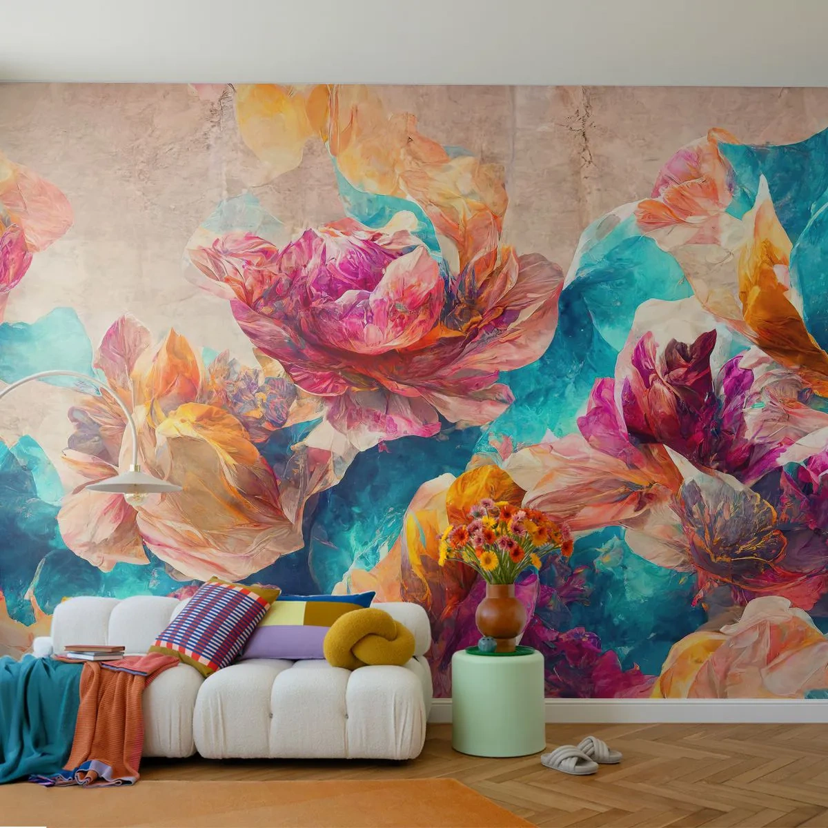 Fotótapéta Premium Canvas - Egy csokor színes pompája - Virágok, Pasztell, Darab - 100x70 cm