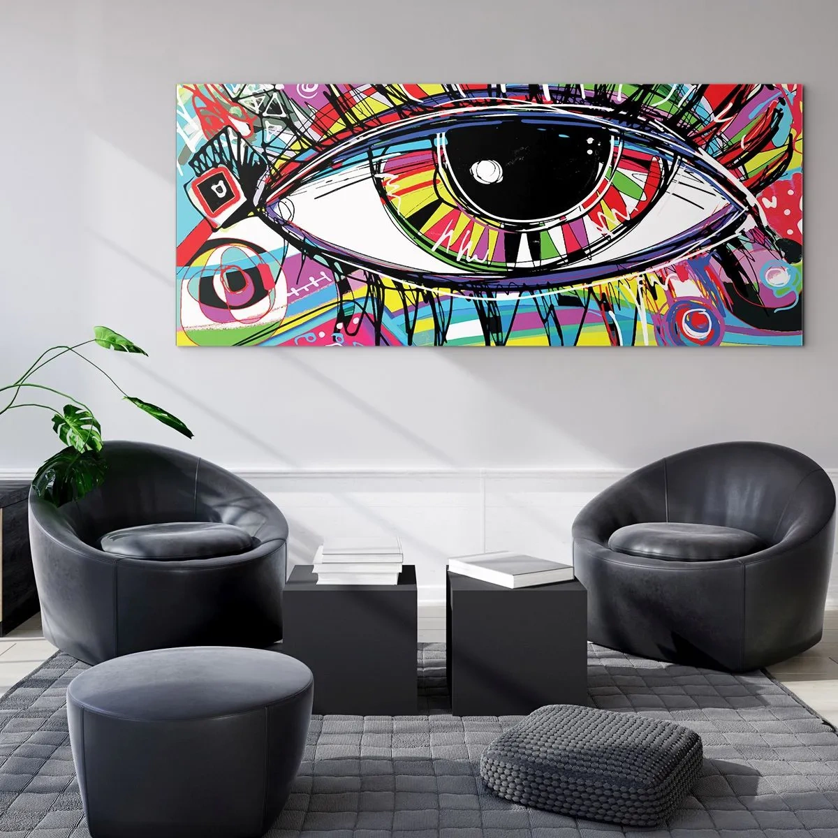 Üveg kép - Színes szem - színes lélek - 140x50 cm