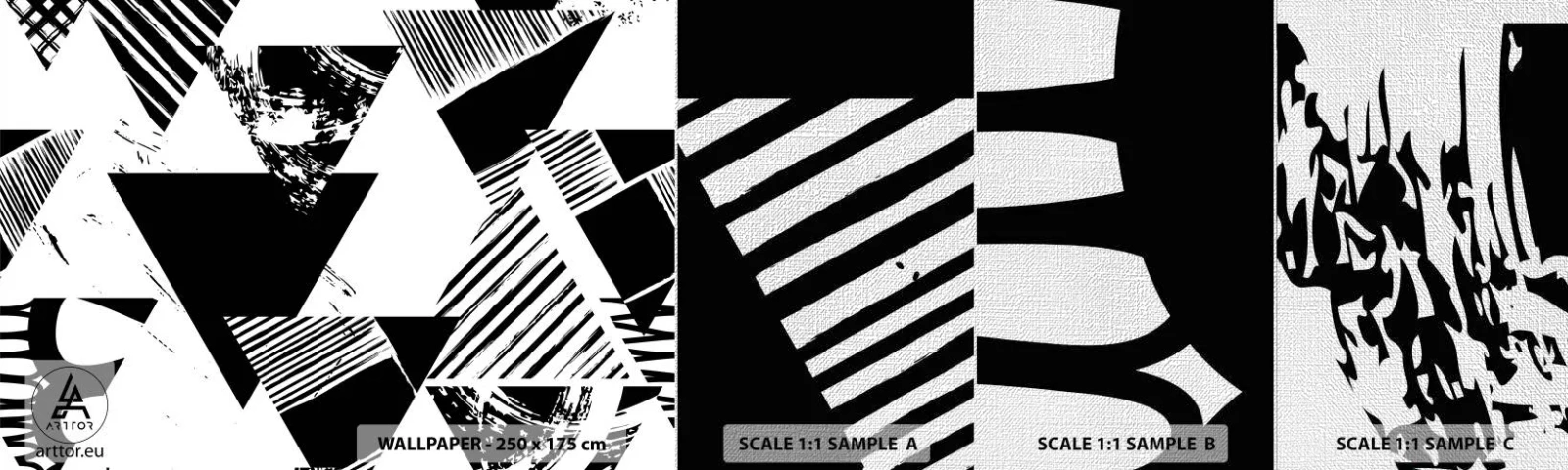 Fotótapéta Minta Premium Canvas - Háromszögek esője - Absztrakció, Grafika, Fekete és fehér - 100x30 cm