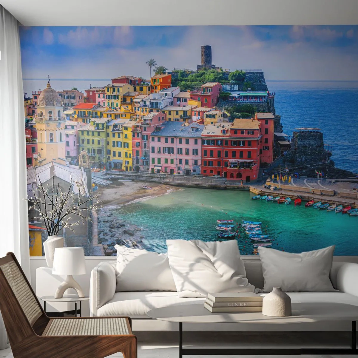 Öntapadós Fotótapéta Deluxe Sticker - Varázslatos mediterrán város - Liguria, Város, Olaszország - 250x175 cm