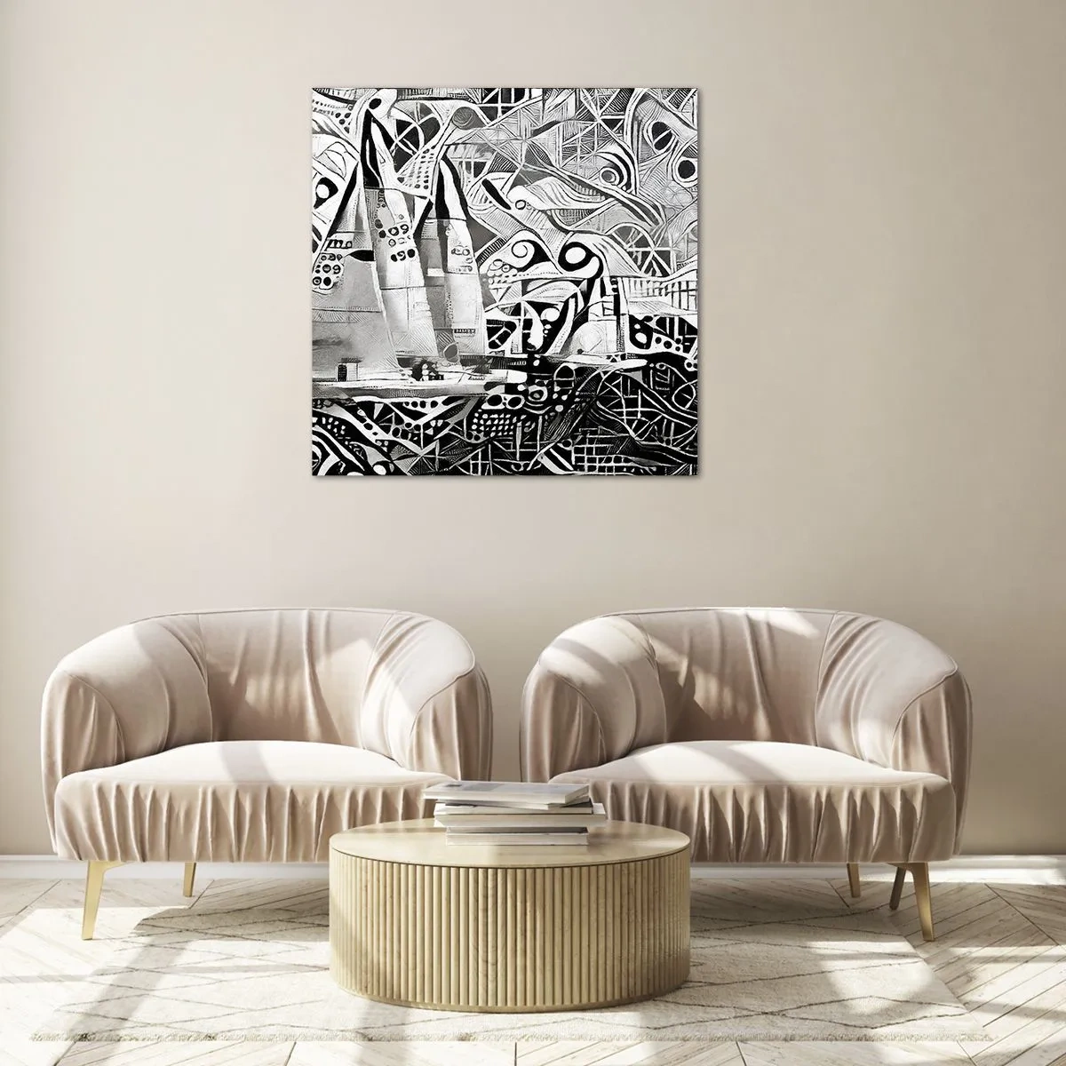 Üveg kép - A hullámok között - 60x60 cm