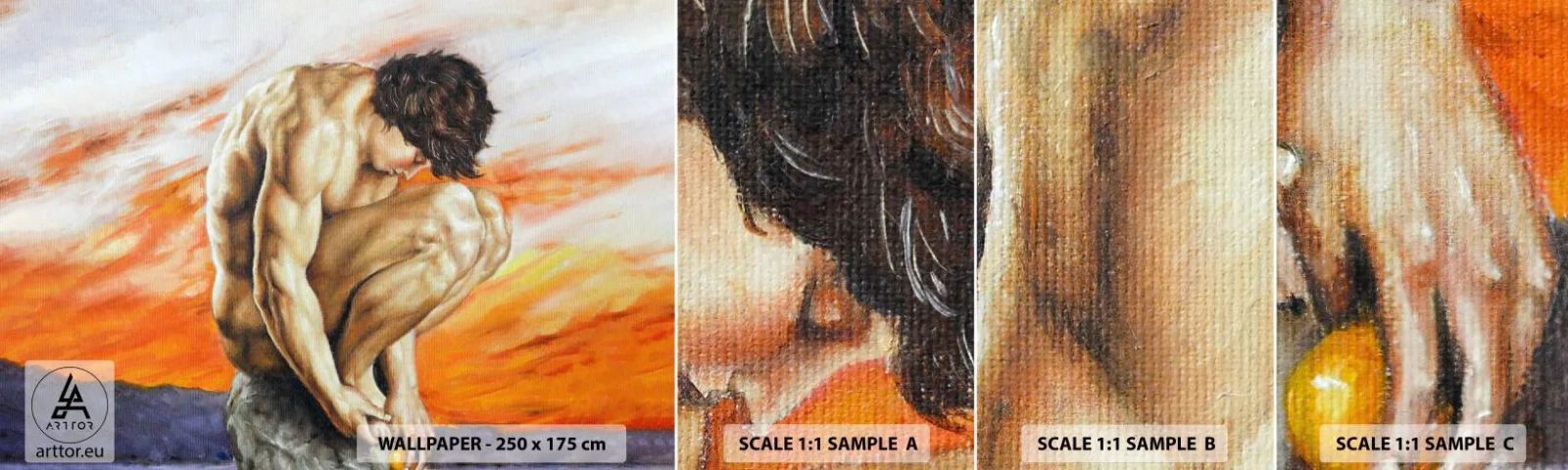 Fotótapéta Minta Öntapadós Deluxe Sticker - Elmerülve önmagában - Test, Férfi, Szobor - 100x30 cm