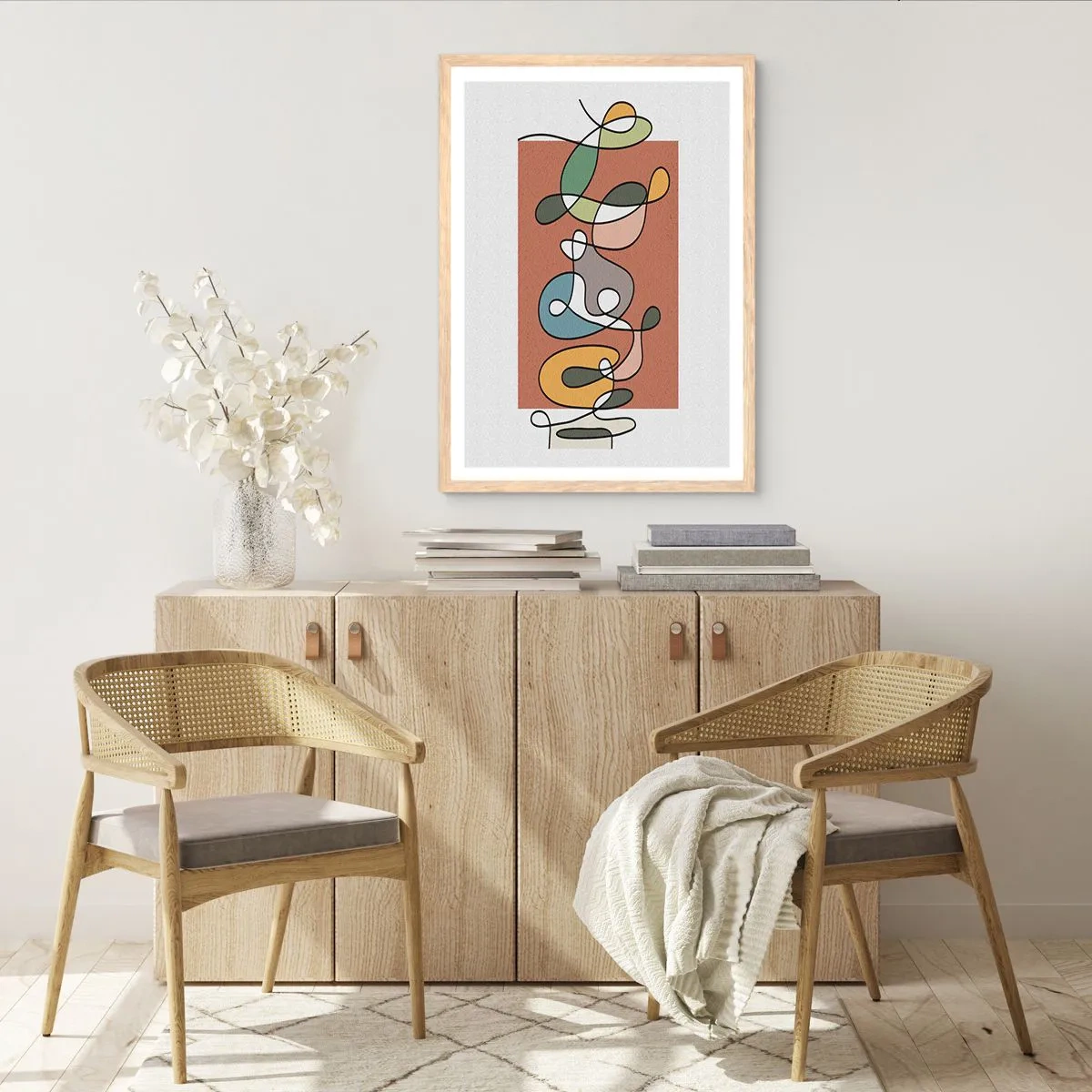 Poszter világos tölgy keretben - Absztrakció: színes kuszaság - 30x40 cm