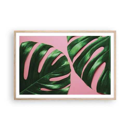 Poszter világos tölgy keretben - Zöld rendez-vous - 91x61 cm