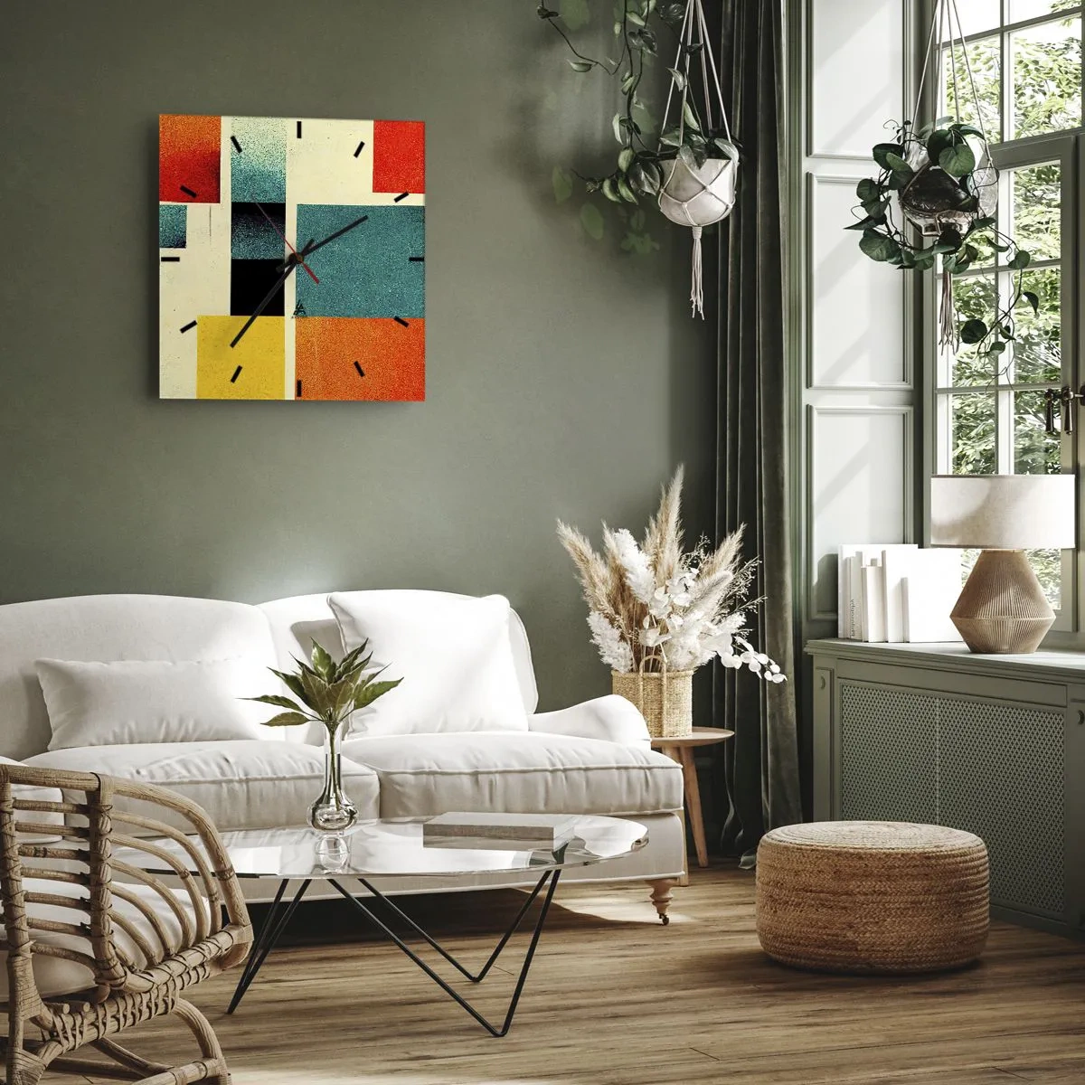 Falióra, Óra - Geometrikus absztrakció - jó energia - 30x30 cm