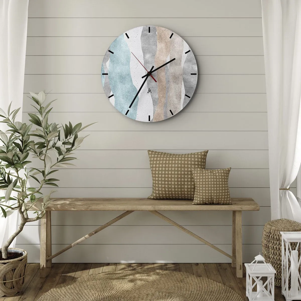 Falióra, Óra - Absztrakt pasztell hullámok világos háttéren - 30x30cm - A meghittség tanulmánya - Modern fali dekoráció nappalihoz, konyhához és hálószobához ARTTOR