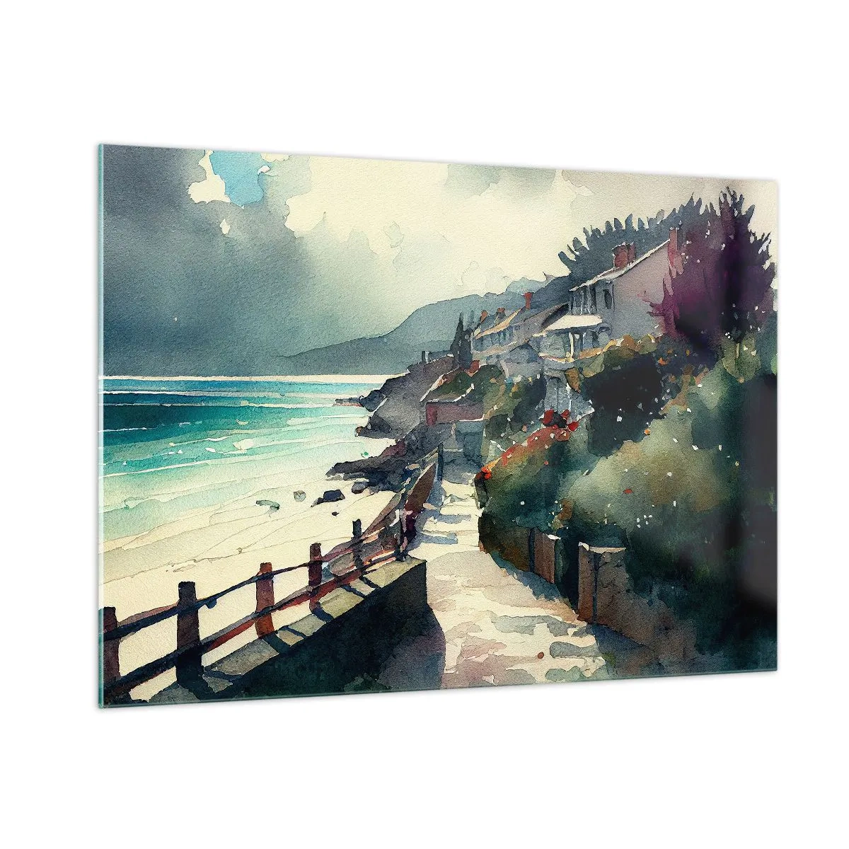 Üveg kép - Mediterrán város - 100x70 cm