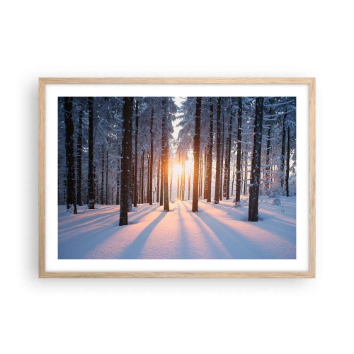 Poszter világos tölgy keretben - Egyértelműen fekete-fehéren - 70x50 cm