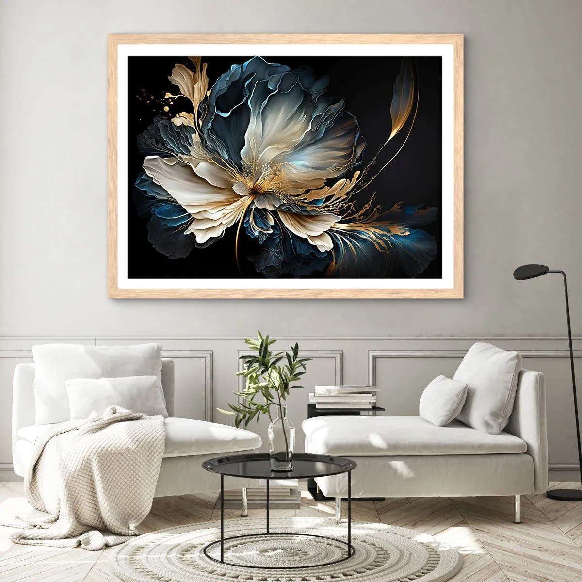 Poszter világos tölgy keretben - Mesebeli páfrányvirág - 91x61 cm