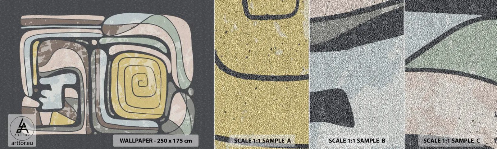 Fotótapéta Minta Premium Sand - Absztrakció pre-kolumbián szellemben - Absztrakció, Boho, Idős - 100x30 cm