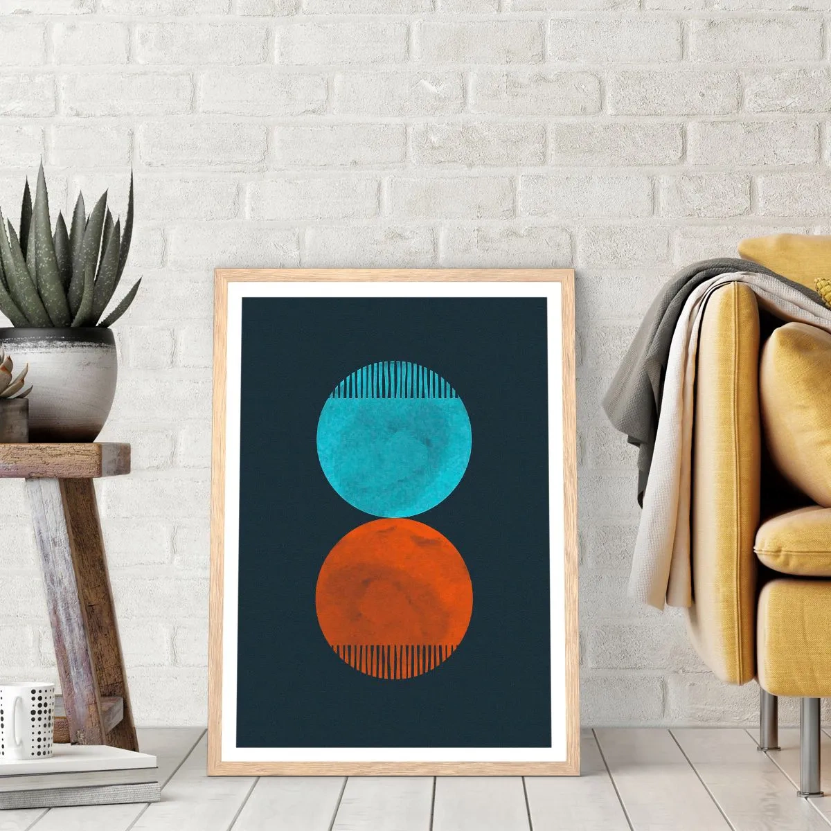 Poszter világos tölgy keretben - Csak a geometria? - 40x50 cm