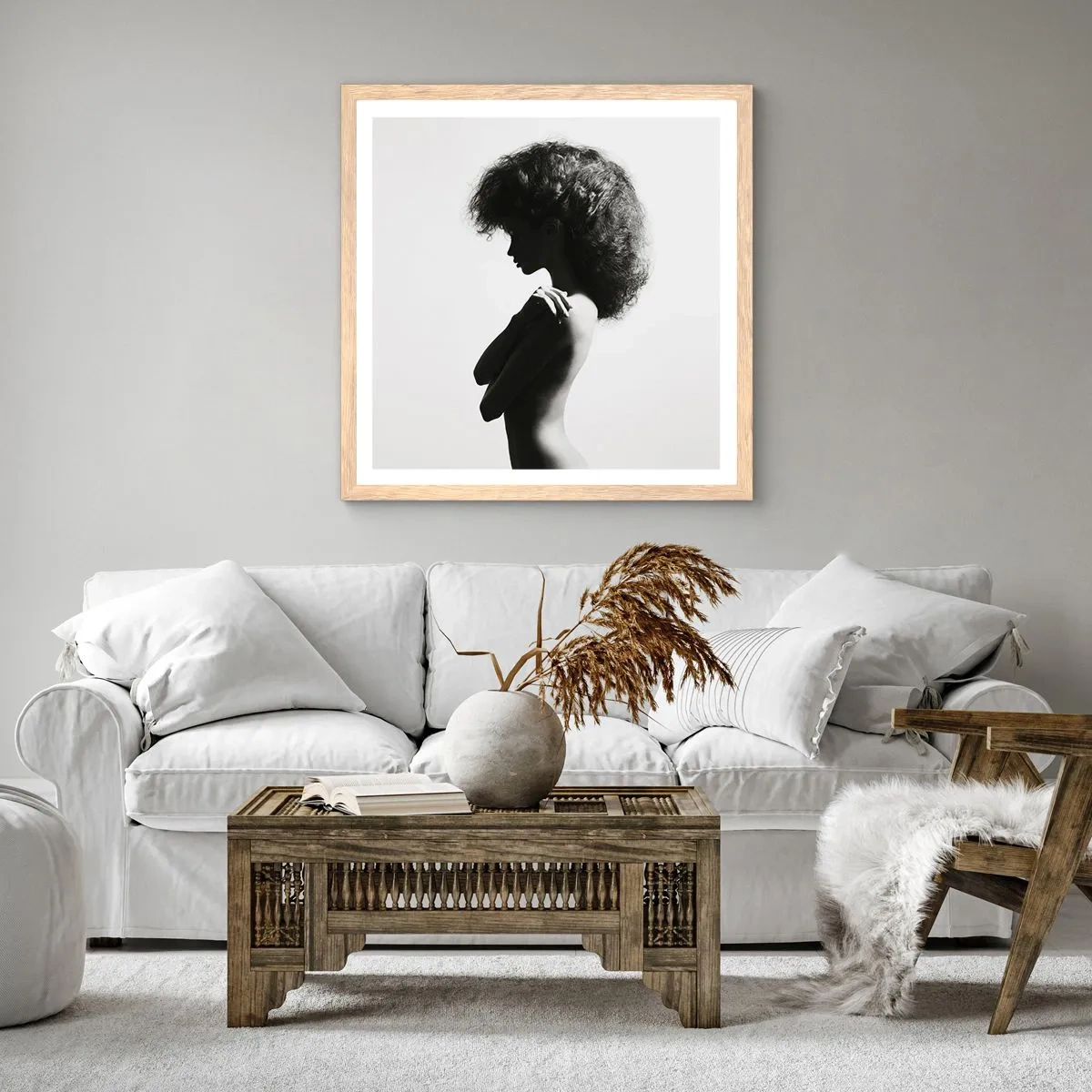 Poszter világos tölgy keretben - Mint virág a karcsú száron - 50x50 cm