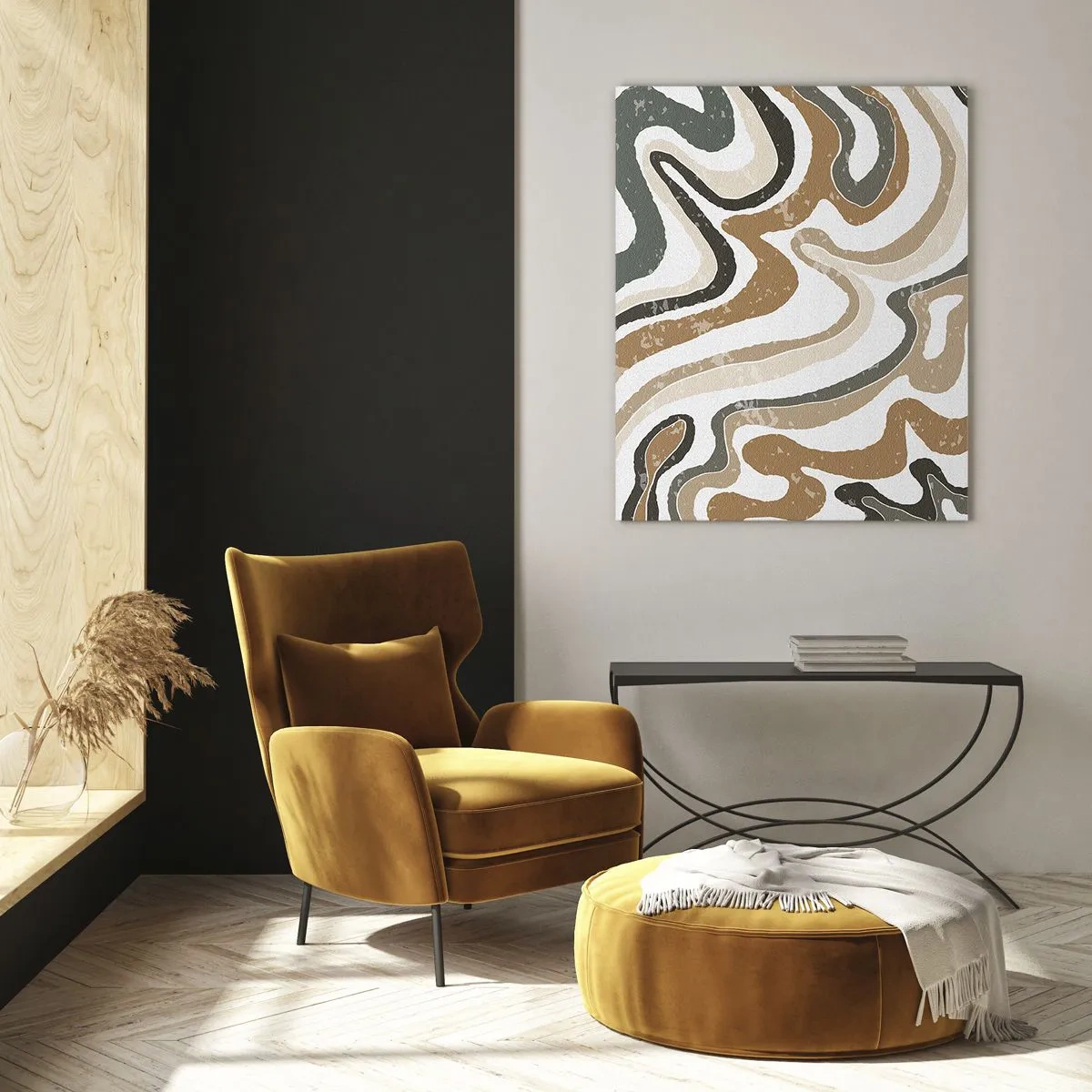 Üveg kép - Földszínű színek kanyarulatai - 50x70 cm