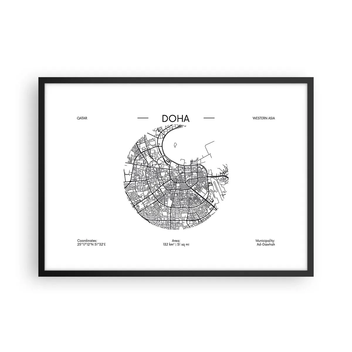 Poszter fehér keretben - Doha anatómiája - 70x50 cm