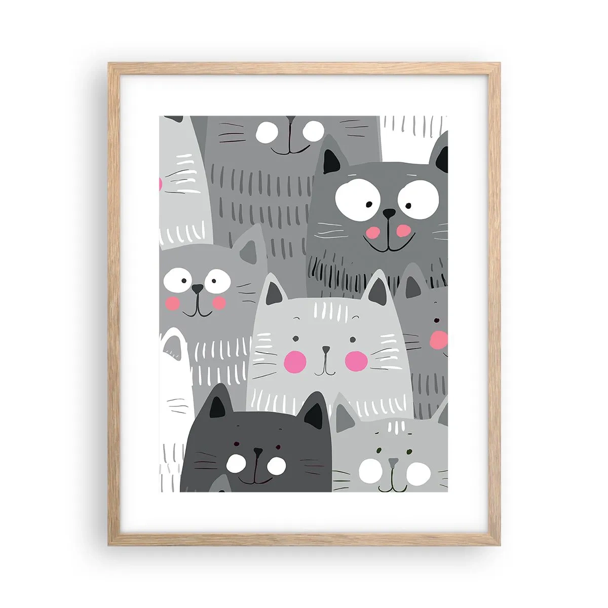 Poszter világos tölgy keretben - A macska világa - 40x50 cm