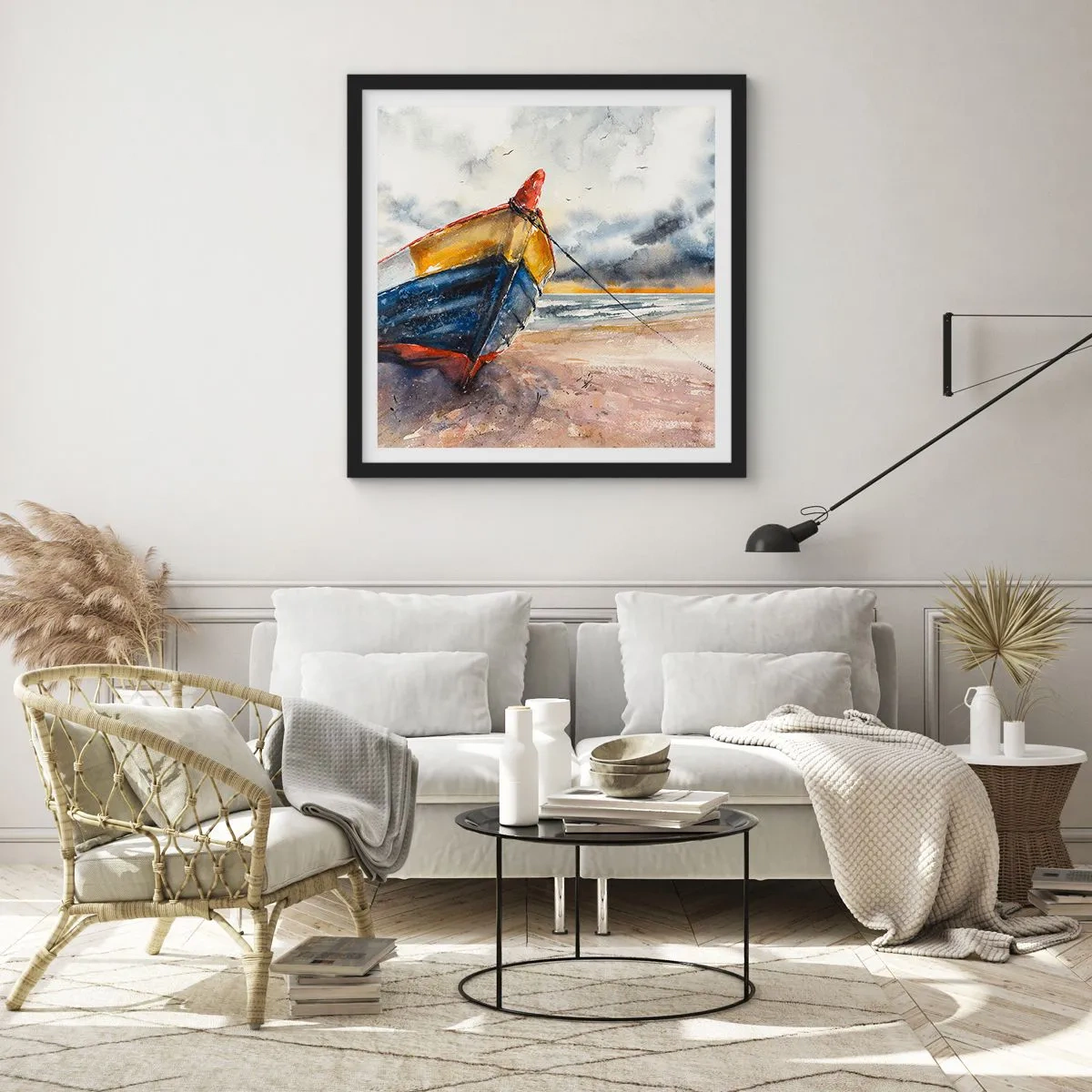 Poszter fehér keretben - Pihenés a parton - 50x50 cm