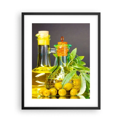 Poszter fehér keretben - Csendélet olívabogyóval és olívaolajjal - 40x50 cm