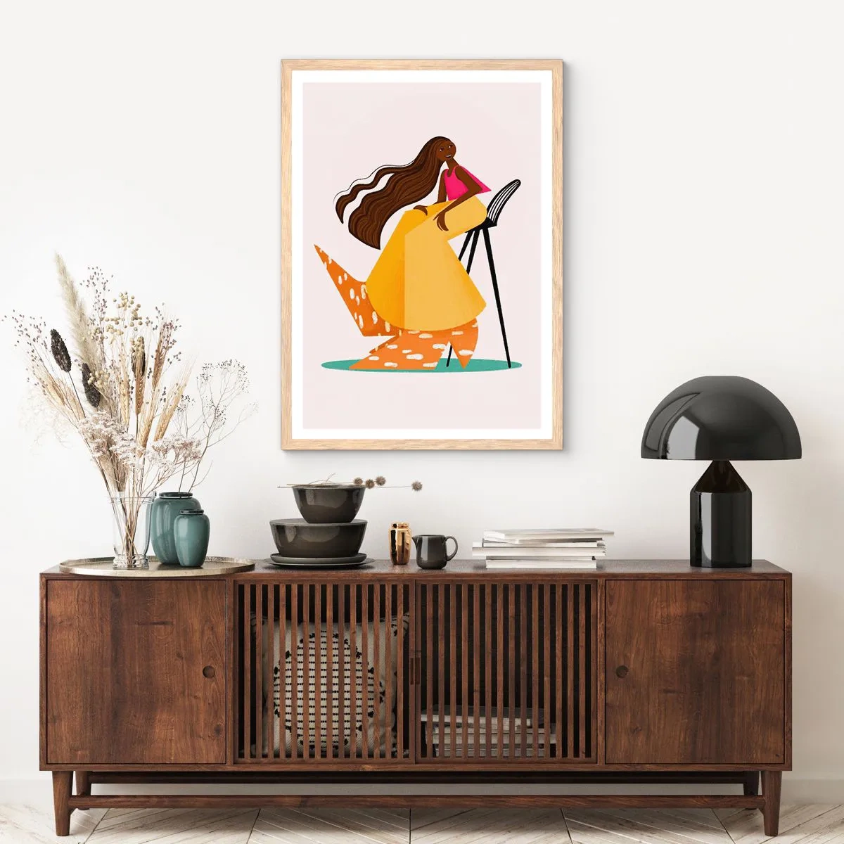 Poszter világos tölgy keretben - A divat is szórakoztató - 61x91 cm