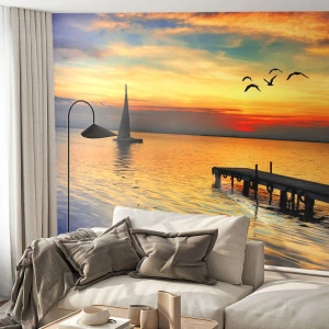 Fotótapéta Premium Canvas - Az esti visszatérések - Tájkép, Vitorlás, Napnyugta - 350x256 cm