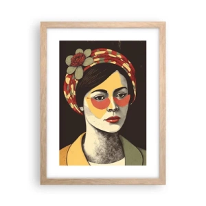 Poszter világos tölgy keretben - Korall hölgy - 30x40 cm