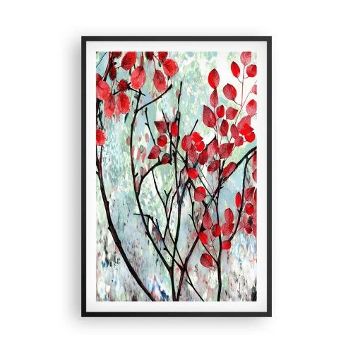 Poszter fehér keretben - Fa skarlát színben - 61x91 cm