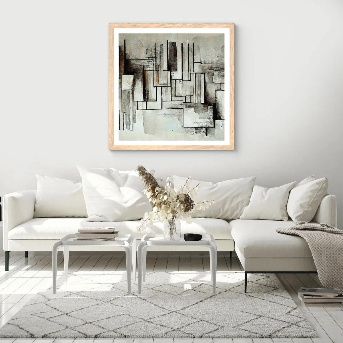 Poszter világos tölgy keretben - Az egyszerűség ereje - 60x60 cm