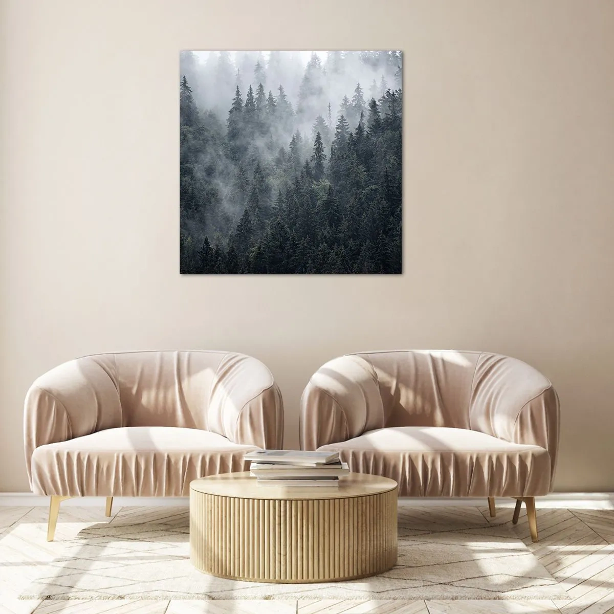 Üveg kép - Erdei hajnal - 70x70 cm