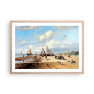 Poszter világos tölgy keretben - Egy sikeres fogás után - 70x50 cm