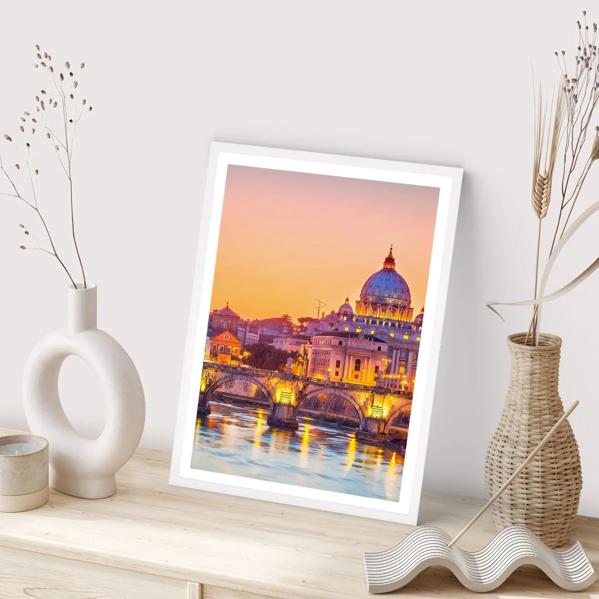 Poszter fekete keretben - Naplemente az örök város felett - 70x100 cm