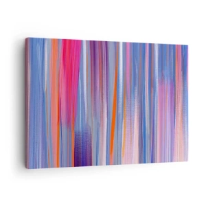 Vászonkép - Absztrakt függőleges vonalak kék és rózsaszín árnyalatokban - 70x50cm - Felemelkedés - Modern fali dekoráció nappalihoz és hálószobához ARTTOR