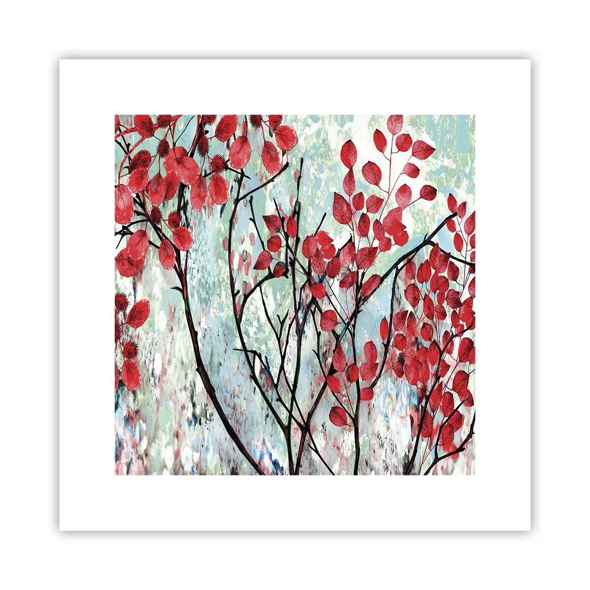 Poszter - Fa skarlát színben - 30x30 cm