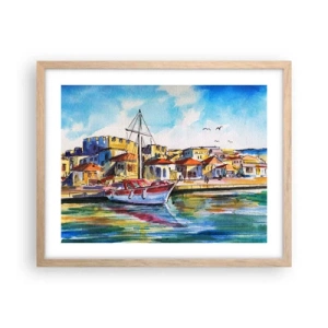 Poszter világos tölgy keretben - Szivárványos délután - 50x40 cm