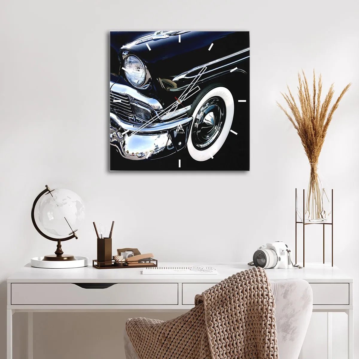 Falióra, Óra - Klasszika ezüst, fekete és fehér színben - 30x30 cm