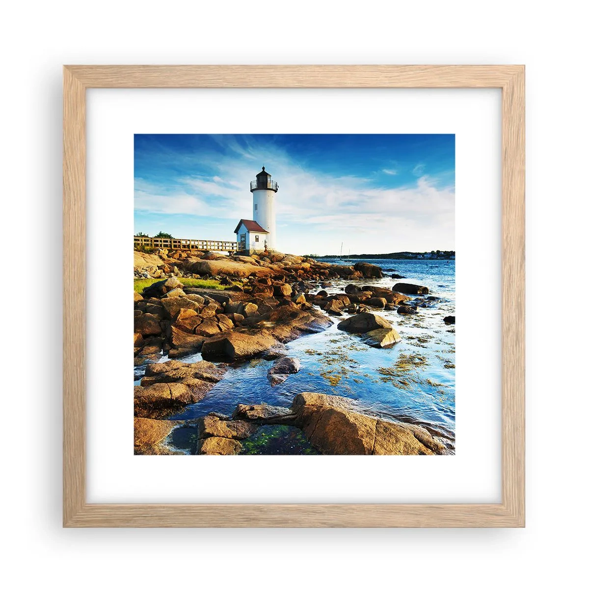 Poszter világos tölgy keretben - Gyertek vissza boldogan, várlak - 30x30 cm