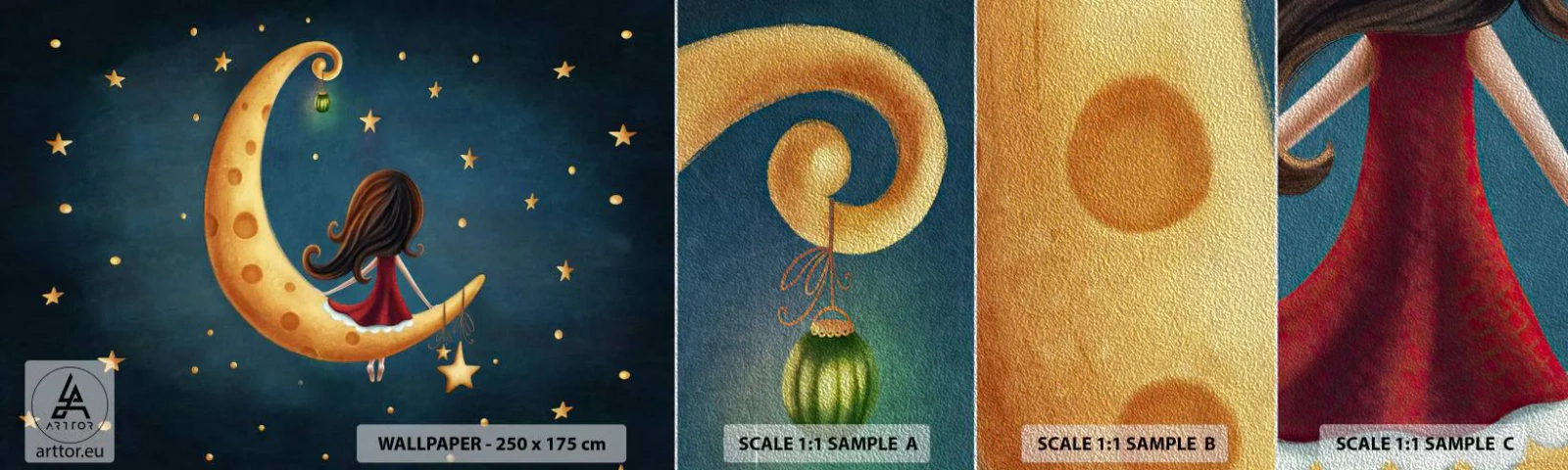 Fotótapéta Minta Premium Sand - Egyszer volt… - Gyerekeknek, Lány, Hold - 100x30 cm